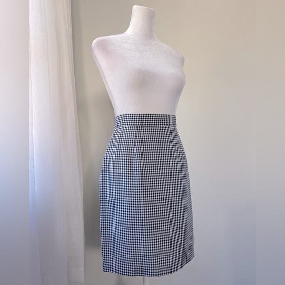 Vintage ‘90s Rampage Navy Blue & White Gingham Print Mini Skirt - Picture 6 of 8